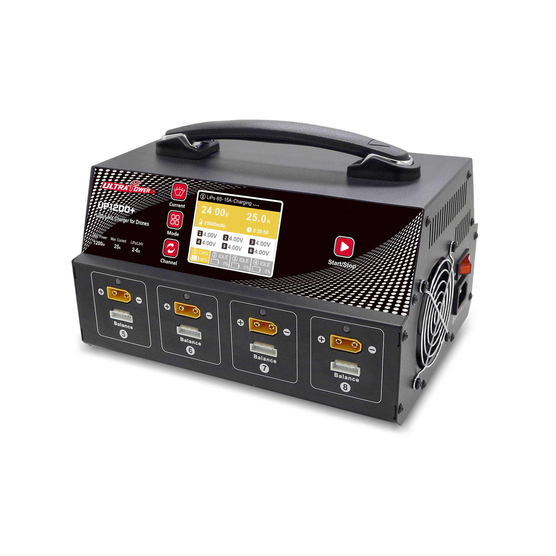 UP1200+ 1200W 25A 8 Channels 2-6S LiPo/LiHV Intelligent Charger